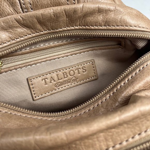 Talbots Tan Leather Handbag with Floral Accent - Picture 6 of 16